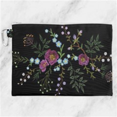 Embroidery Trend Floral Pattern Small Branches Herb Rose Canvas Cosmetic Bag (xxl) by Apen