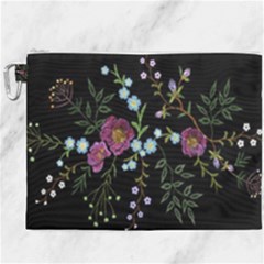Embroidery Trend Floral Pattern Small Branches Herb Rose Canvas Cosmetic Bag (xxxl) by Apen