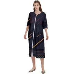 Gradient Geometric Shapes Dark Background Women s Cotton 3/4 Sleeve Night Gown by Apen