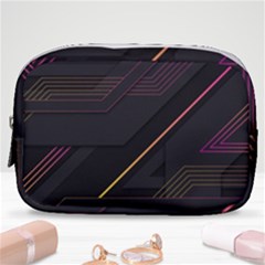 Gradient Geometric Shapes Dark Background Make Up Pouch (small) by Apen