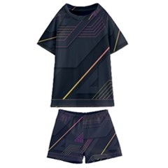 Gradient Geometric Shapes Dark Background Kids  Swim T-shirt And Shorts Set by Apen