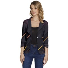 Gradient Geometric Shapes Dark Background Women s One-button 3/4 Sleeve Short Jacket by Apen