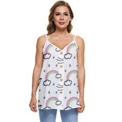Abstract Classic Blue Background Casual Spaghetti Strap Chiffon Top by Apen