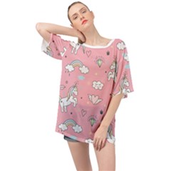 Cute Unicorn Seamless Pattern Oversized Chiffon Top by Apen