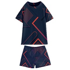 Gradient Geometric Shapes Dark Background Design Kids  Swim T-shirt And Shorts Set by Apen