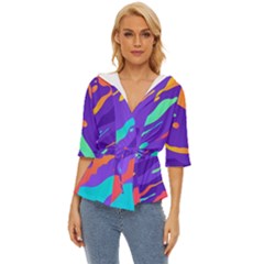 Multicolored Abstract Background Lightweight Drawstring Hooded Top by Apen