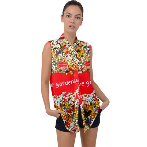 Garden Lover Sleeveless Chiffon Button Shirt by TShirt44