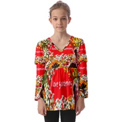 Garden Lover Kids  V Neck Casual Top by TShirt44