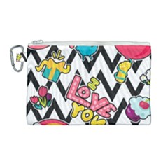 Vector Romantic Love Seamless Pattern Canvas Cosmetic Bag (large) by Apen