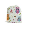 Forest Seamless Pattern With Cute Owls Drawstring Pouch (Large) View1