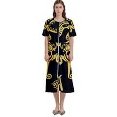 Mexican Culture Golden Tribal Icons Women s Cotton Short Sleeve Night Gown by Apen
