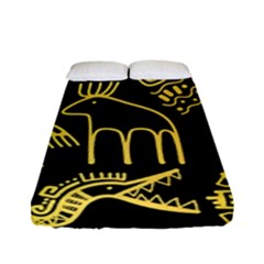Golden Indian Traditional Signs Symbols Fitted Sheet (full/ Double Size) by Apen
