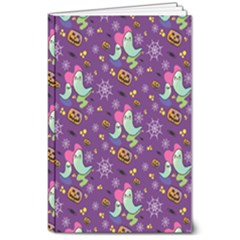Pumpkin Ghost Skeleton Pattern 8  X 10  Softcover Notebook by Jatiart
