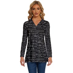 Math Equations Formulas Pattern Long Sleeve Drawstring Hooded Top by Ravend