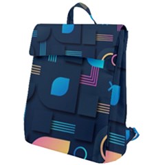 Gradient Geometric Shapes Dark Background Flap Top Backpack by Ravend