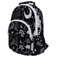 Vector Set Sketch Drawn With Space Rounded Multi Pocket Backpack by Ravend