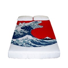 The Great Wave Of Kaiju Fitted Sheet (full/ Double Size) by Cendanart