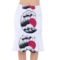 Japanese Sun & Wave Short Mermaid Skirt by Cendanart