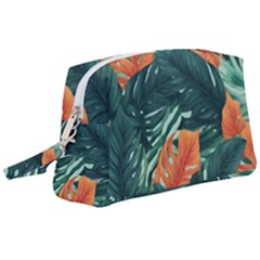 Green Tropical Leaves Wristlet Pouch Bag (large) by Jack14