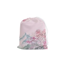 Pink Chinese Style Cherry Blossom Drawstring Pouch (small) by Cendanart