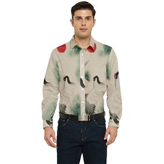 Japanese Crane Painting Of Bird Men s Long Sleeve  Shirt by Cendanart
