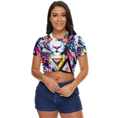 Lion  Side Button Cropped T-shirt by saad11