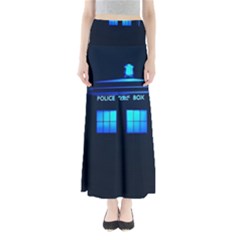 Blue Tardis Doctor Who Police Call Box Full Length Maxi Skirt by Cendanart