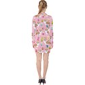 Corgi Bubble Boba Tea Pink Pattern V-neck Bodycon Long Sleeve Dress View2