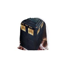 Tardis Bbc Doctor Who Dr Who Drawstring Pouch (small) by Cendanart