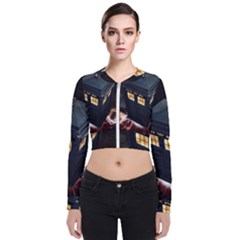 Tardis Bbc Doctor Who Dr Who Long Sleeve Zip Up Bomber Jacket by Cendanart
