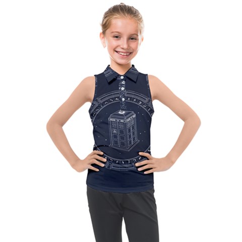Doctor Who Bbc Tardis Kids  Sleeveless Polo T-shirt by Cendanart