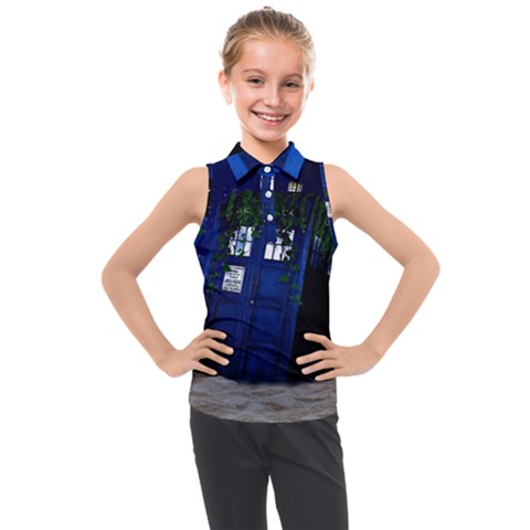 Stuck Tardis Beach Doctor Who Police Box Sci-fi Kids  Sleeveless Polo T-shirt by Cendanart