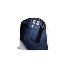 Tardis Doctor Who Planet Drawstring Pouch (small) by Cendanart