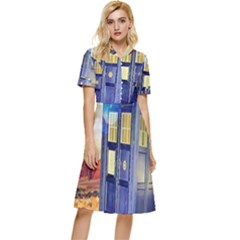 Tardis Wilderness Doctor Who Button Top Knee Length Dress by Cendanart