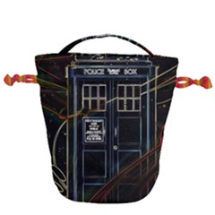 Tardis Doctor Who Magic Travel Macine Fantasy Drawstring Bucket Bag by Cendanart