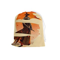 Samurai Art Ninja Katana Anime Aesthetic  Japanese Lore Style Mythology Retro Classic Warrior Drawstring Pouch (large) by Bedest