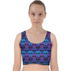 Skull Pattern Wallpaper Velvet Racer Back Crop Top by Ket1n9