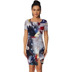 United States Of America Images Independence Day Fitted Knot Split End Bodycon Dress by Ket1n9