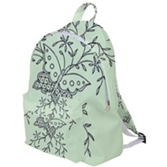 Illustration Of Butterflies And Flowers Ornament On Green Background The Plain Backpack by Ket1n9