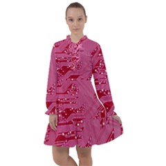 Pink Circuit Pattern All Frills Chiffon Dress by Ket1n9