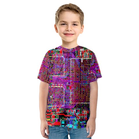 Technology Circuit Board Layout Pattern Kids  Sport Mesh T-shirt by Ket1n9