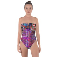 Technology Circuit Board Layout Pattern Tie Back One Piece Swimsuit by Ket1n9