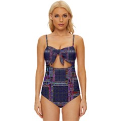 Cad Technology Circuit Board Layout Pattern Knot Front One-piece Swimsuit by Ket1n9