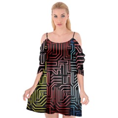 Circuit Board Seamless Patterns Set Cutout Spaghetti Strap Chiffon Dress by Ket1n9
