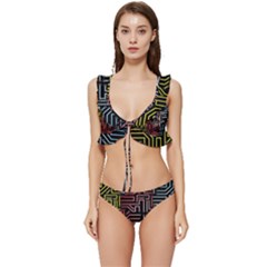 Circuit Board Seamless Patterns Set Low Cut Ruffle Edge Bikini Set by Ket1n9