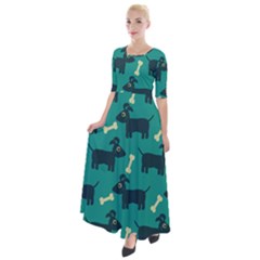 Happy Dogs Animals Pattern Half Sleeves Maxi Dress by Ket1n9