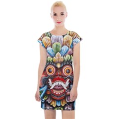 Wood Sculpture Bali Logo Cap Sleeve Bodycon Dress by Ket1n9