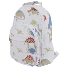 Dinosaur Art Pattern Rounded Multi Pocket Backpack by Ket1n9
