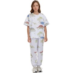 Dinosaur Art Pattern Kids  T-shirt And Pants Sports Set by Ket1n9
