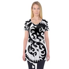 Ying Yang Tattoo Short Sleeve Tunic  by Ket1n9